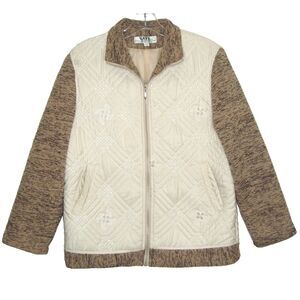 YATE Girls Quilted Embroidered Elbow Patch Zip Up Lined Jacket Size XXL